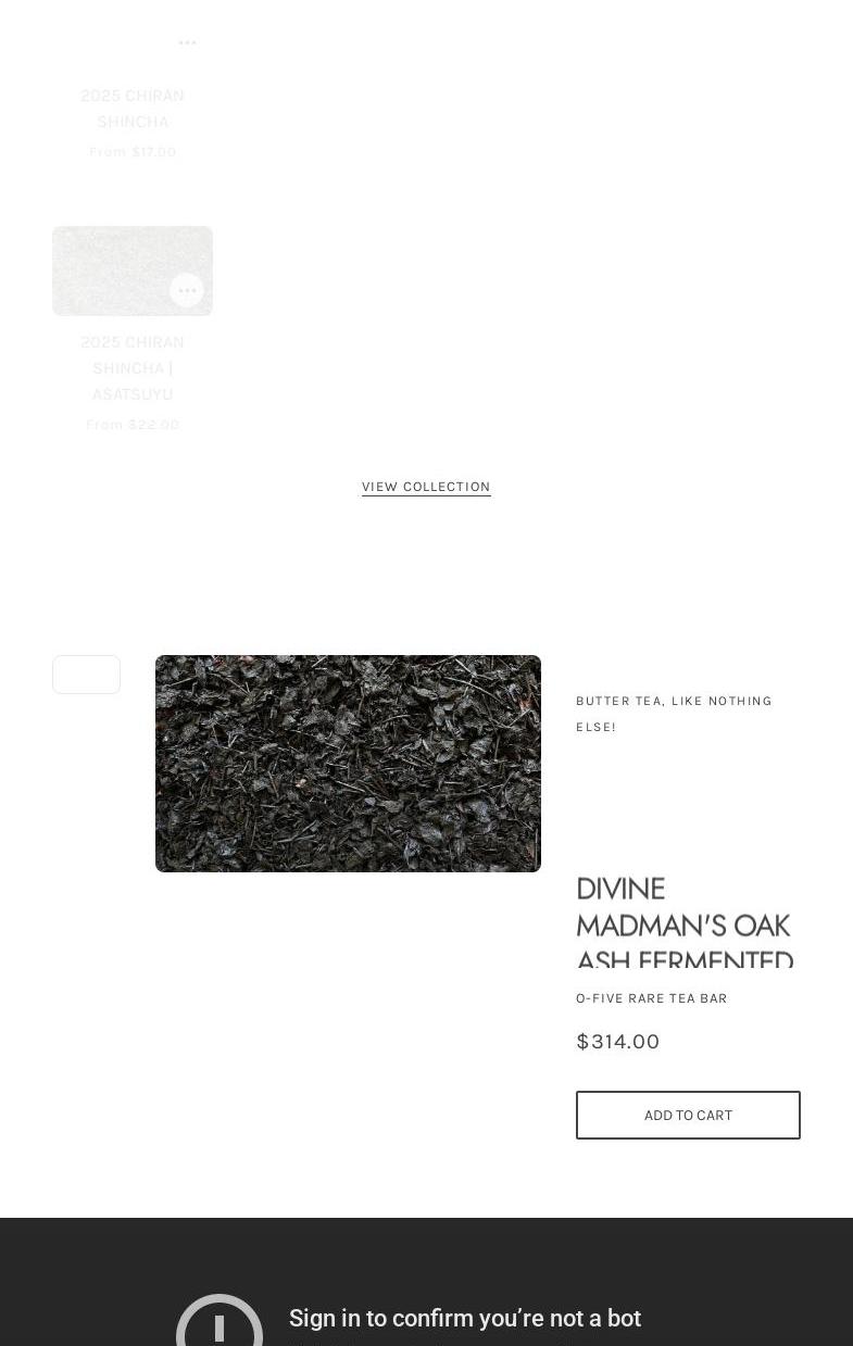 O5 Rare Tea Bar Menu