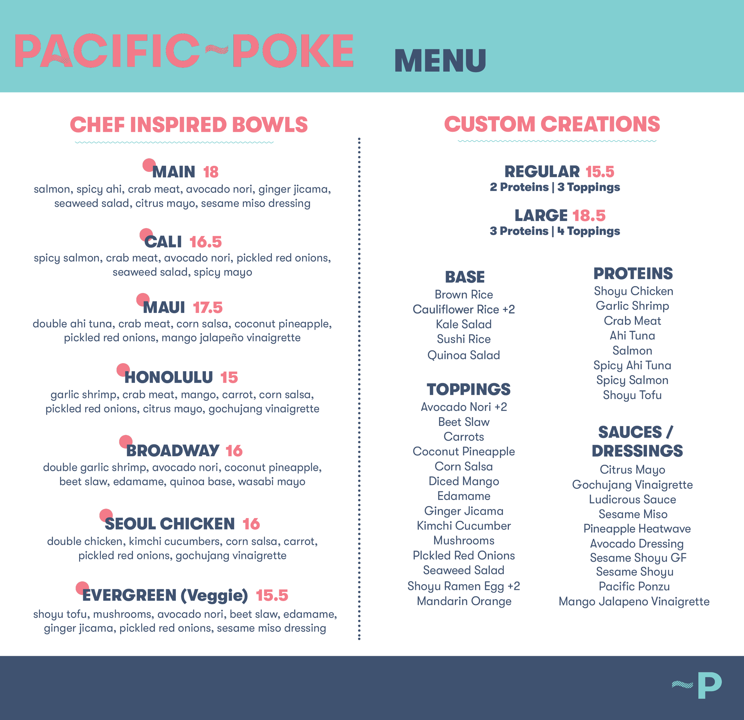 Pacific Poke Life Building UBC Menu