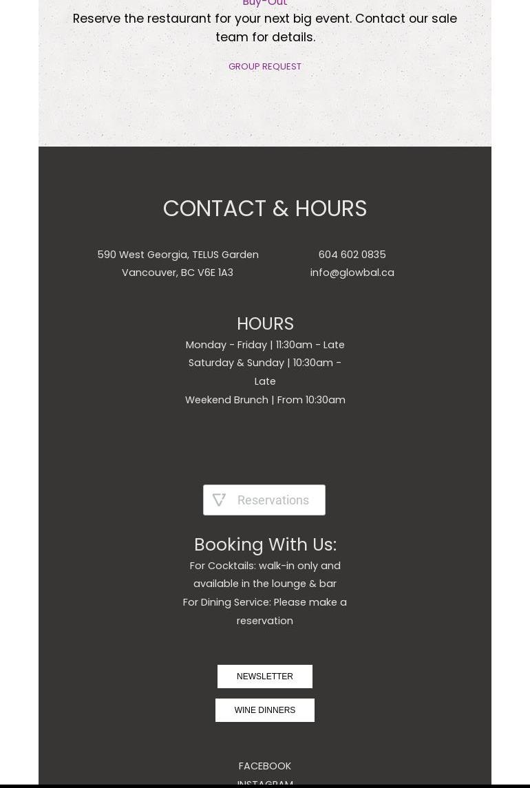 Glowbal Group Corporate Office Menu