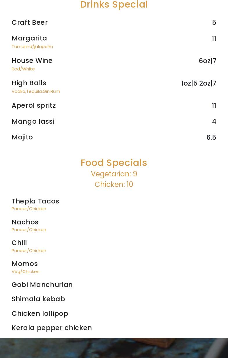 Desi Indian Lounge Menu