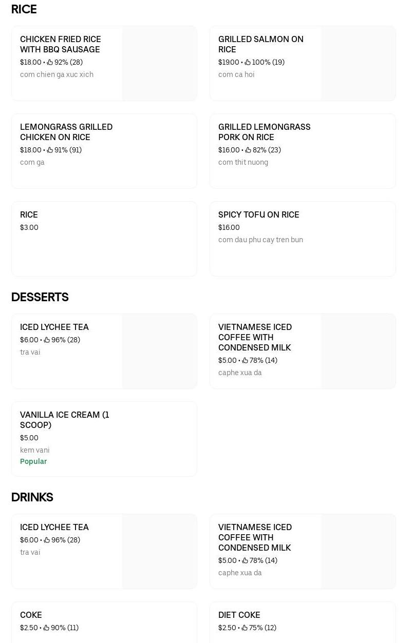 Saigon Secret Vietnamese Cuisine Menu