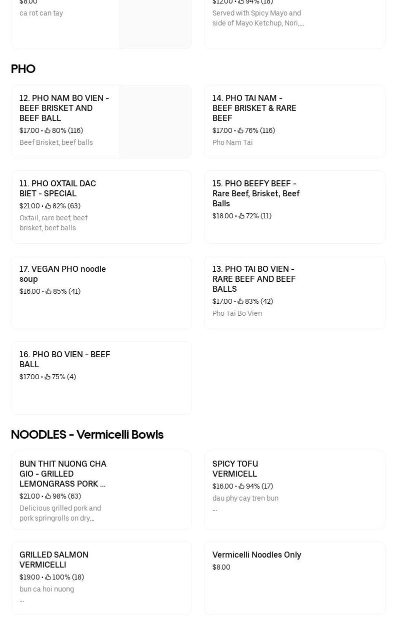 Saigon Secret Vietnamese Cuisine Menu