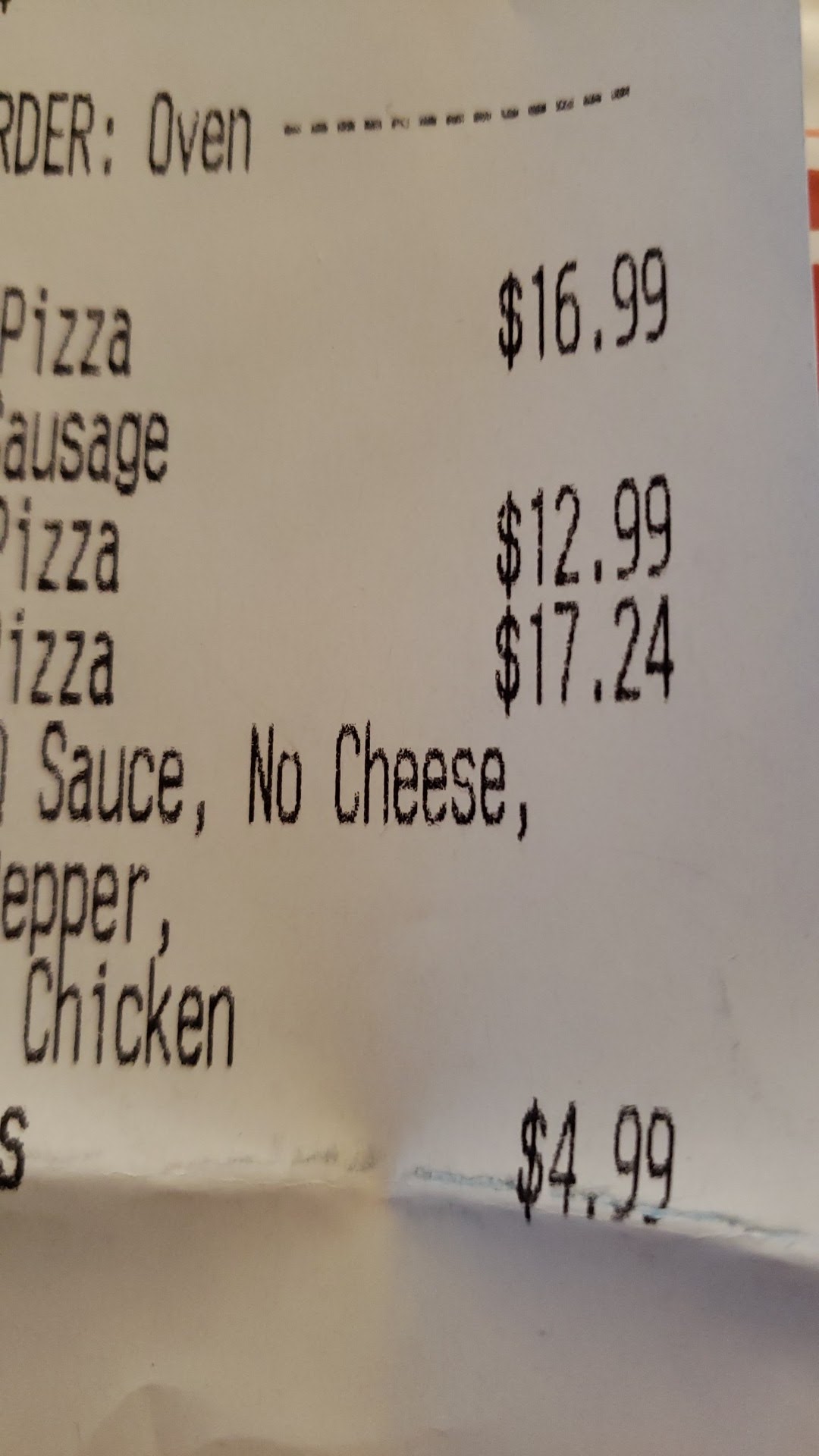 Domino's Pizza Menu