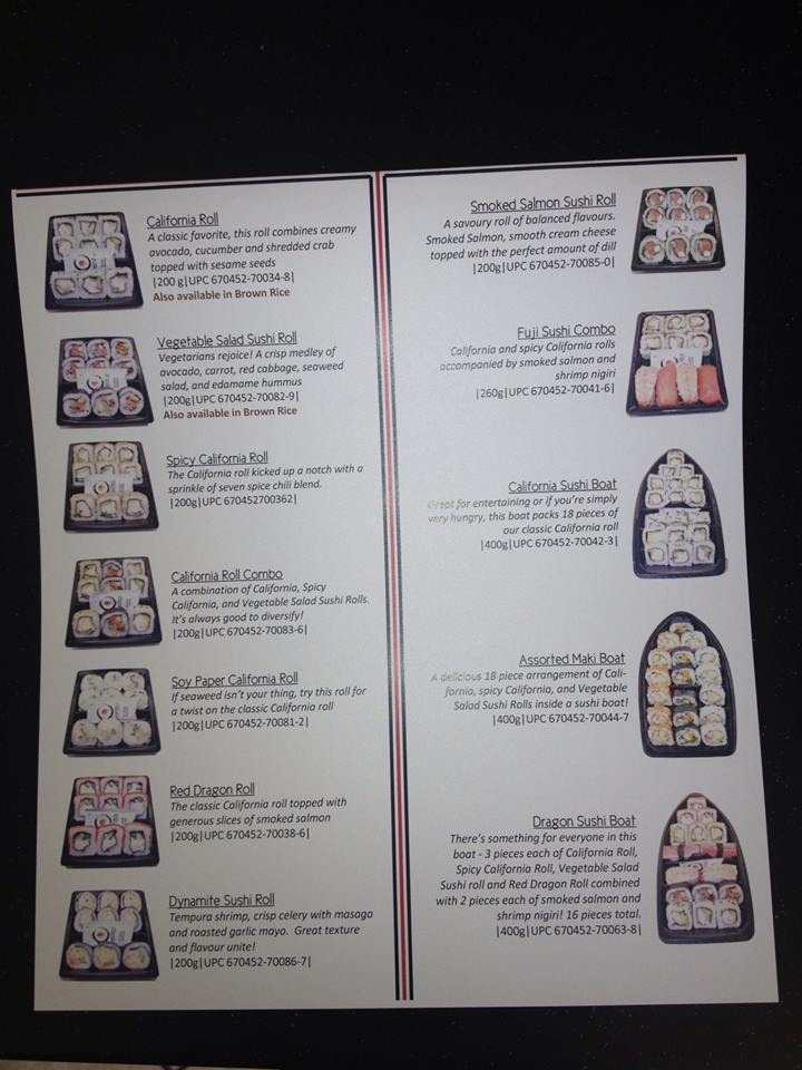 Bento Sushi Menu