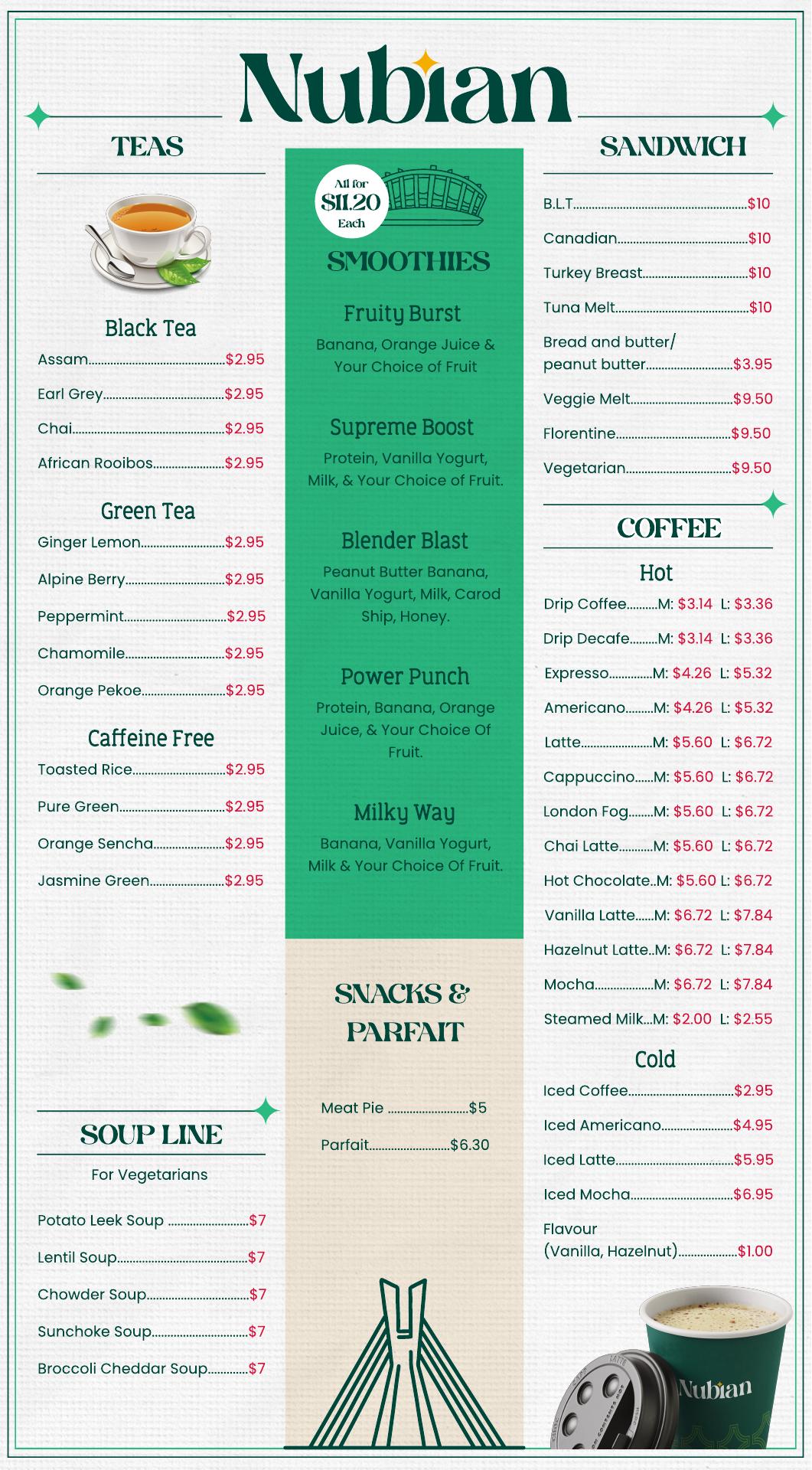 Nubian Delicacies Menu