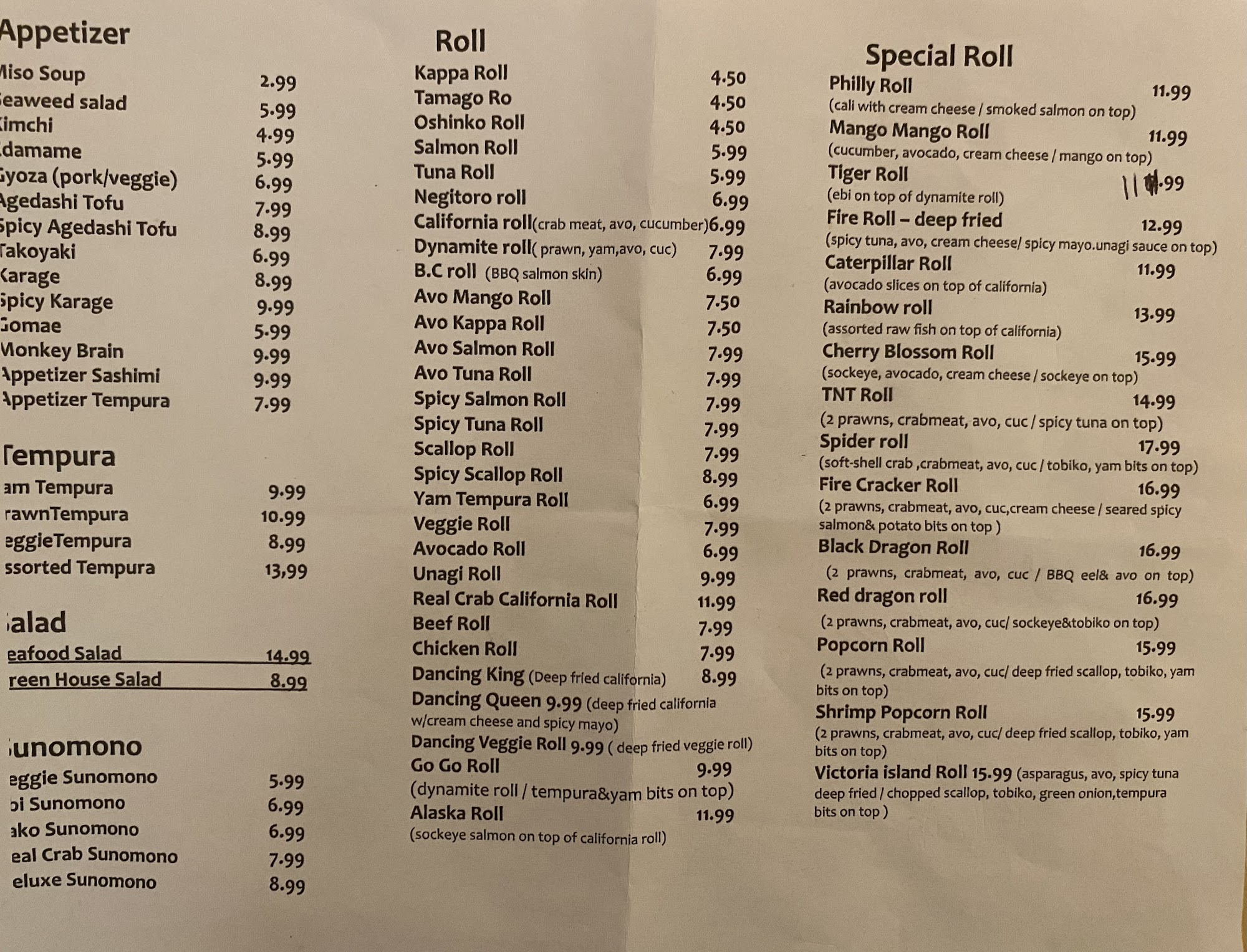 Sushi Planet Menu