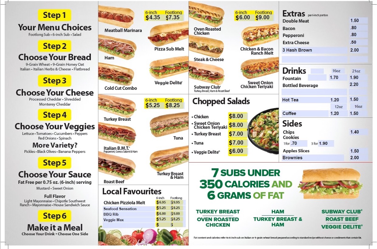 Subway Menu