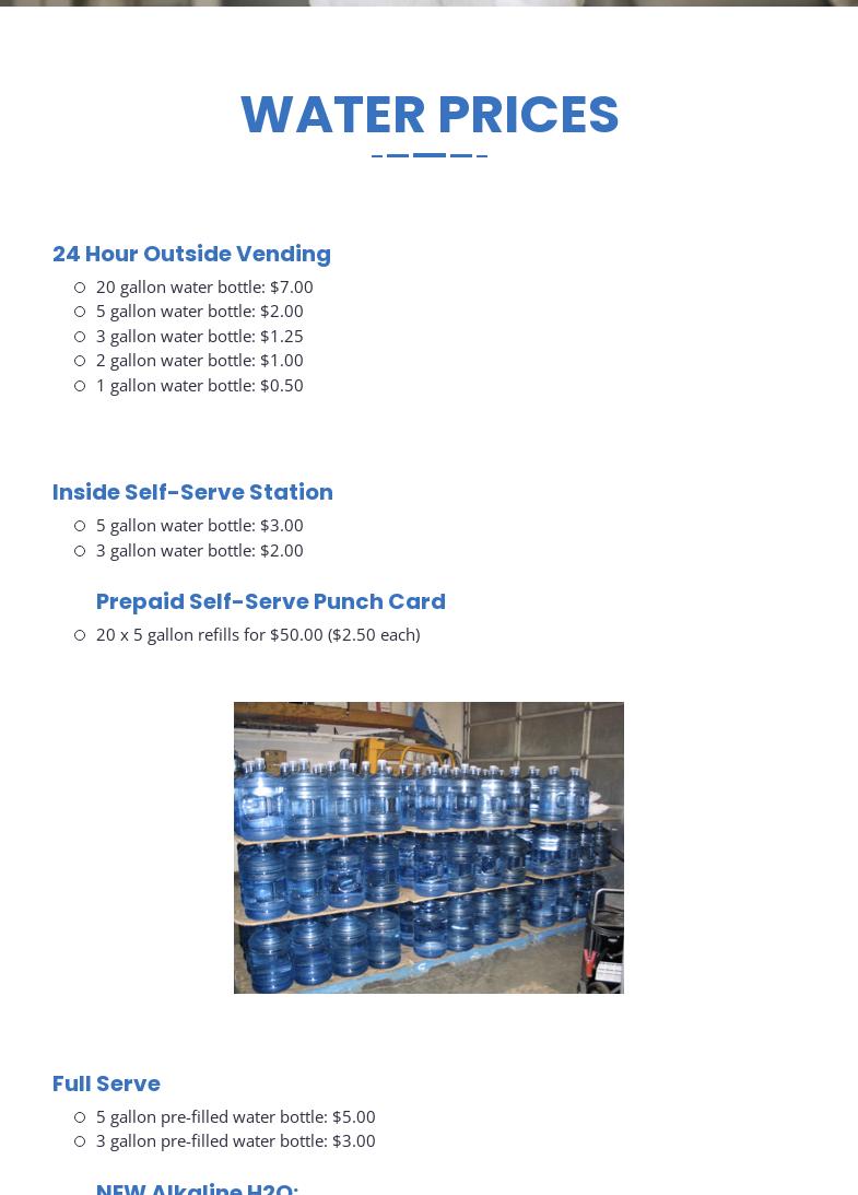 Cool Clear Water Menu