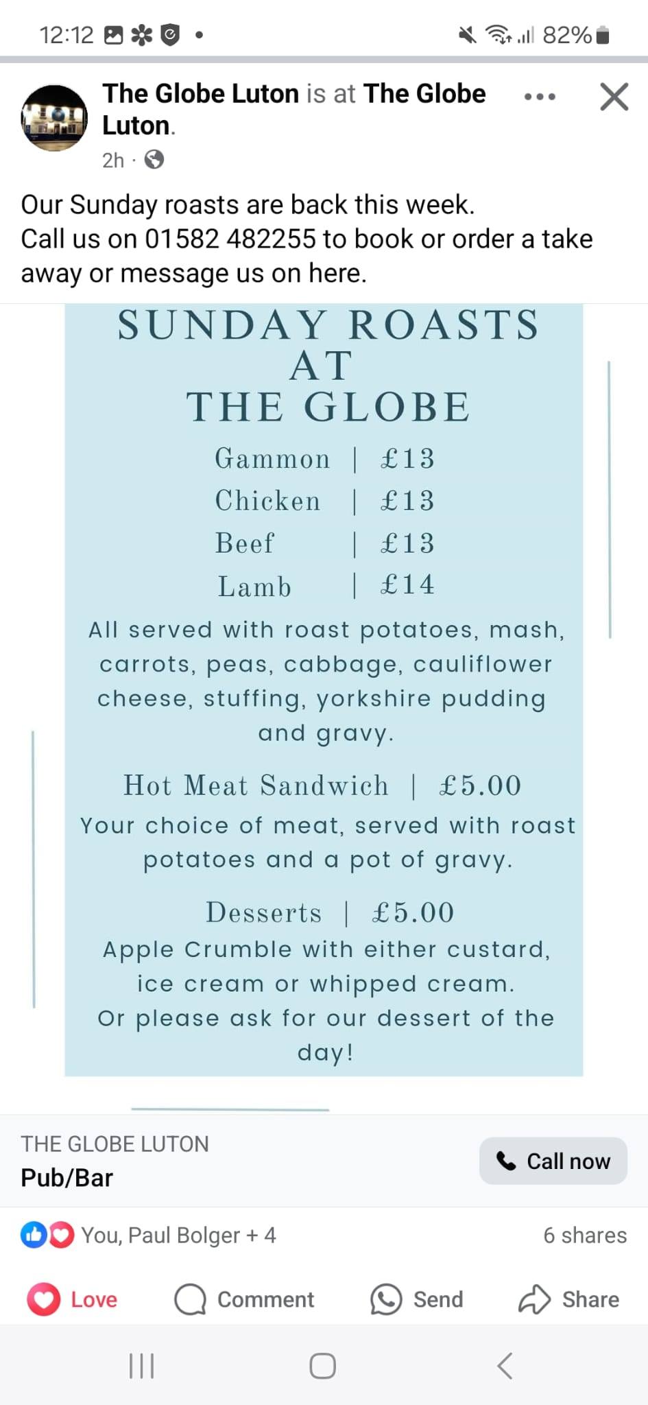 The Globe Menu