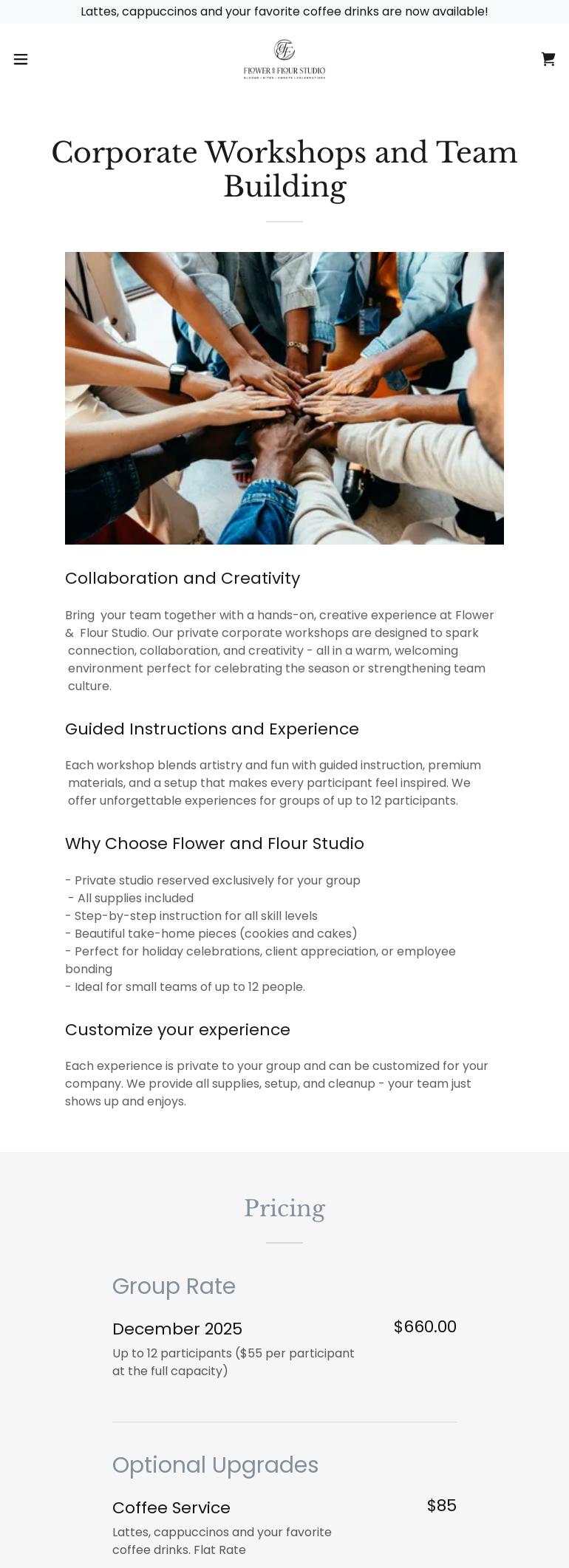 Flower and Flour Studio Menu