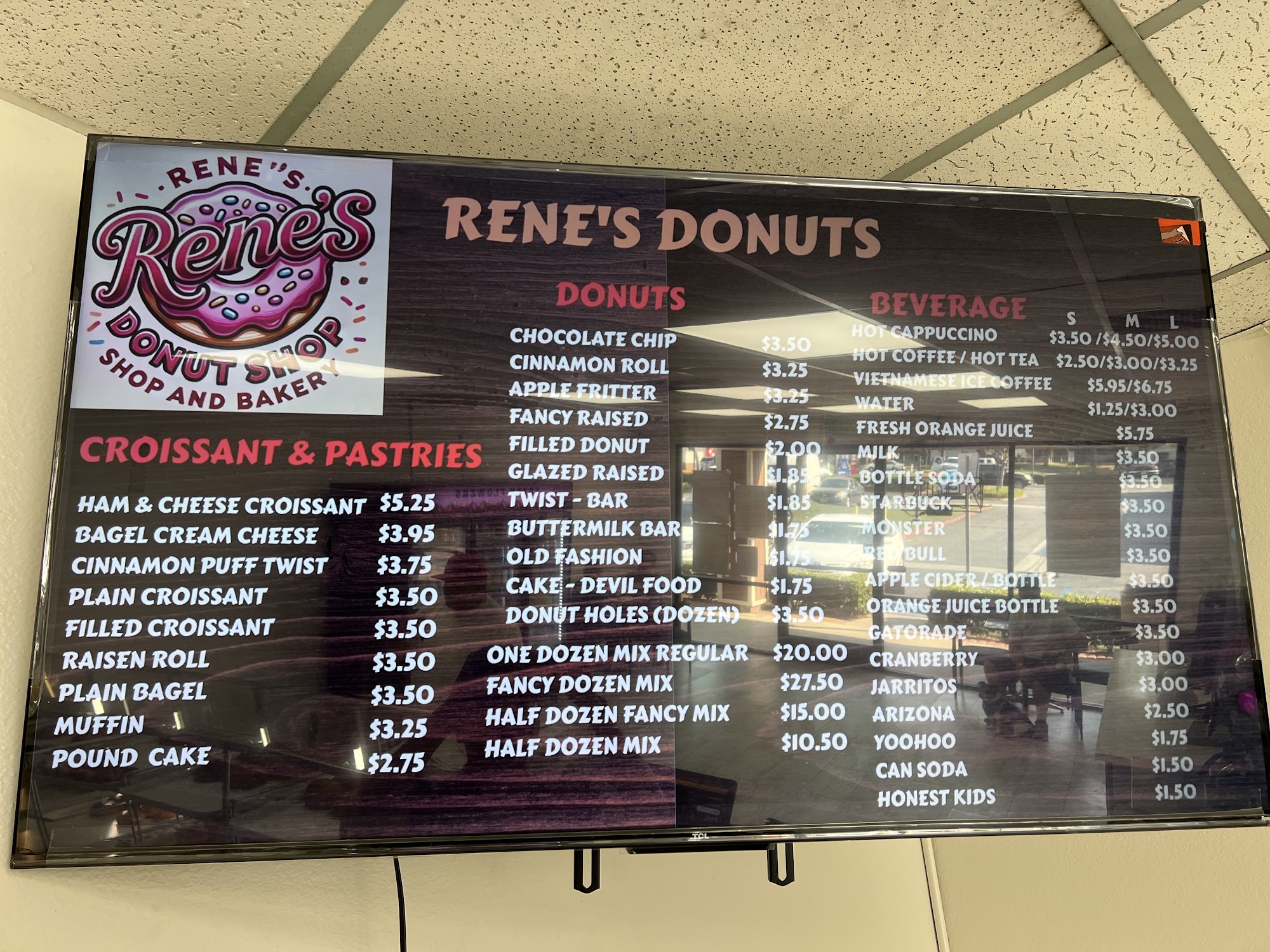 Rene's Donut Shop Menu