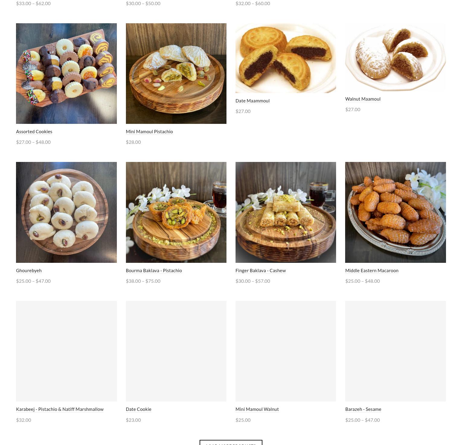 Sarkis Pastry Menu