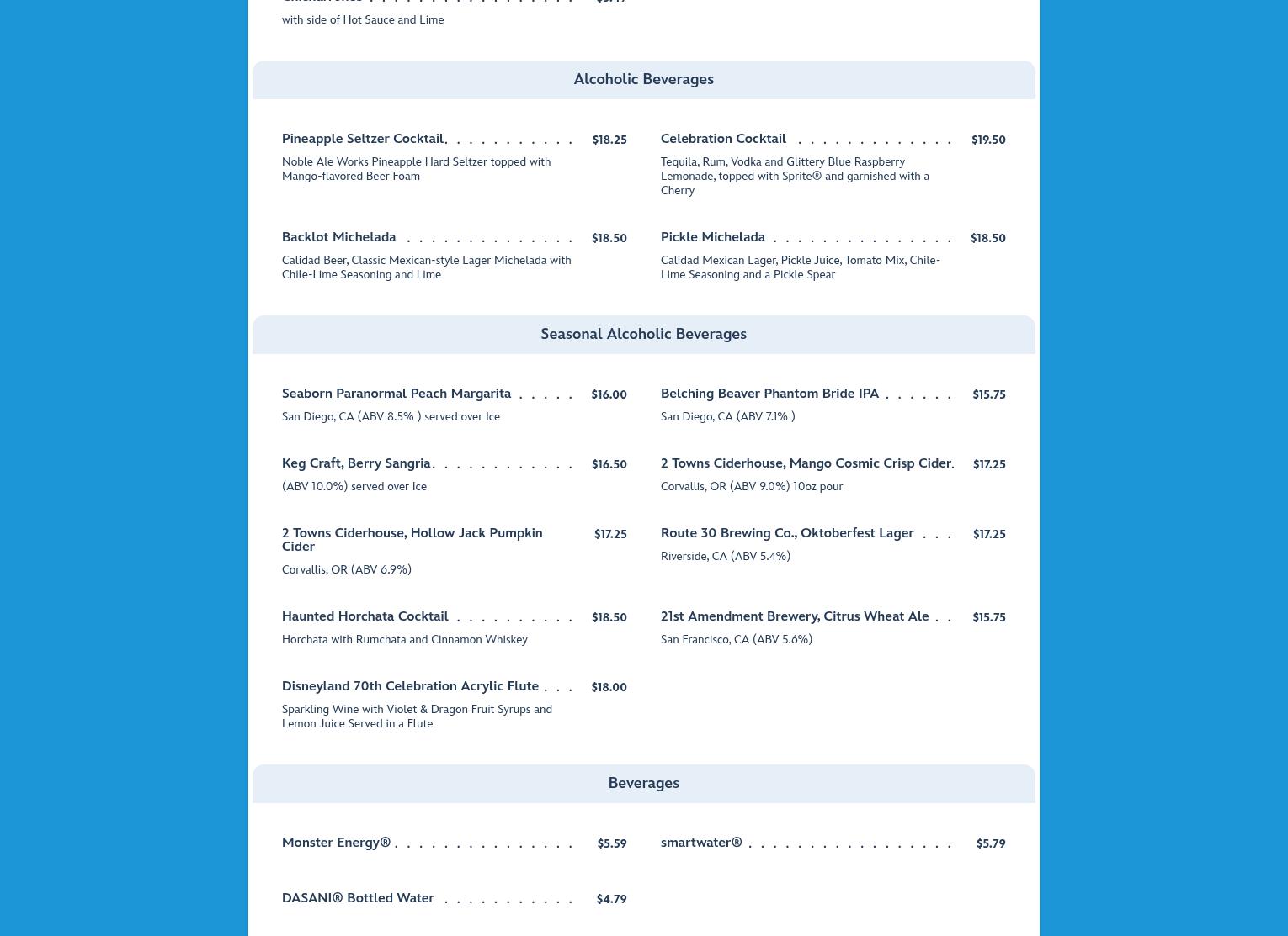 Hollywood Lounge Menu