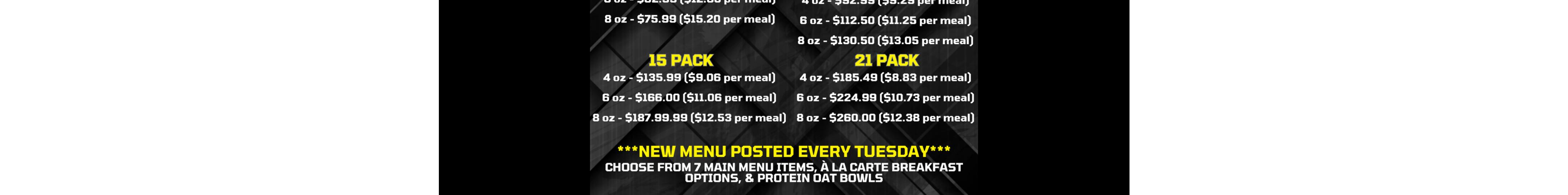 Mr Muscles Meal Prep Menu