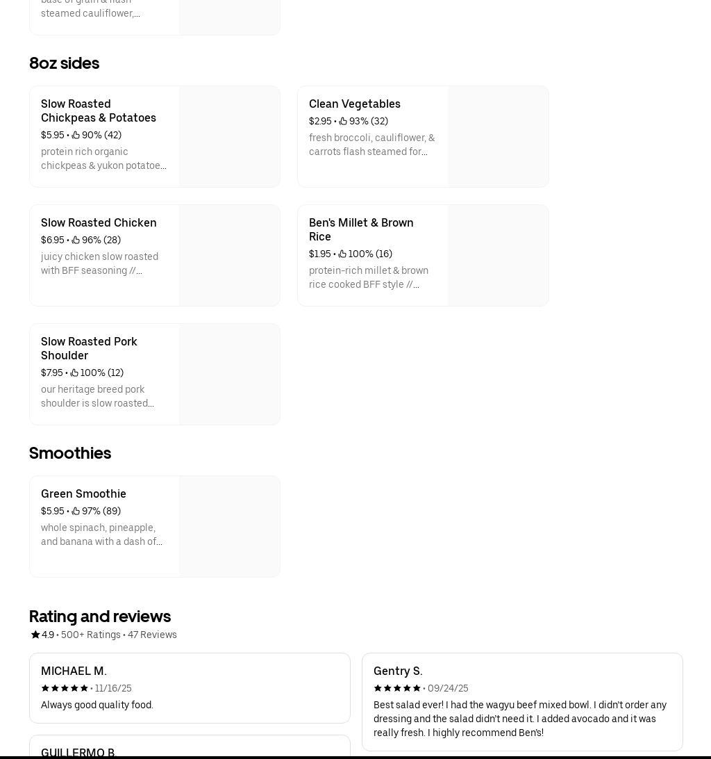 Ben's Fast Food Menu