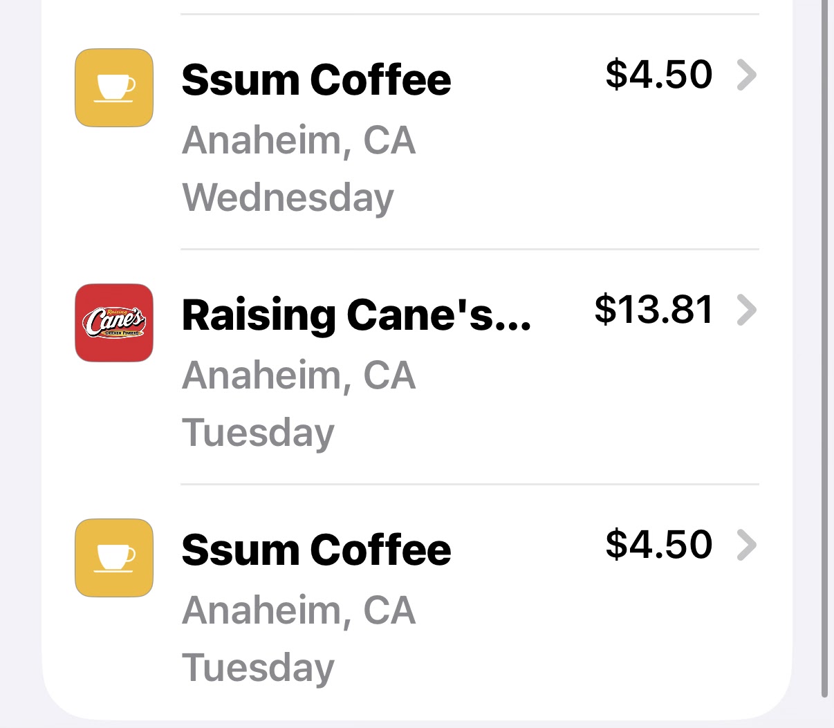 SSUM Coffee Menu