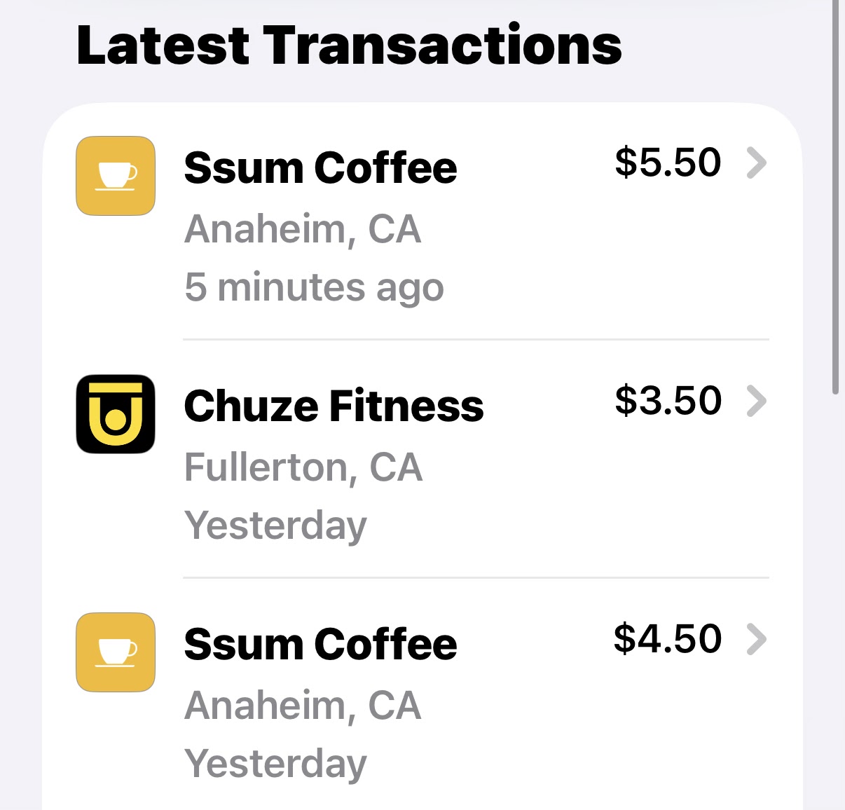 SSUM Coffee Menu