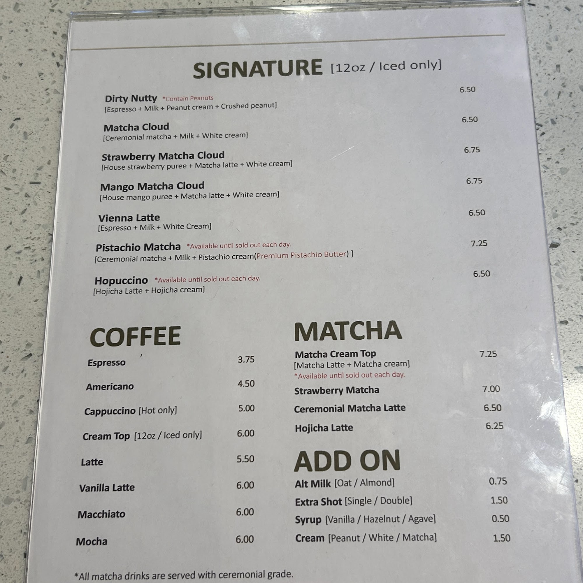 Cafe Eclado Menu
