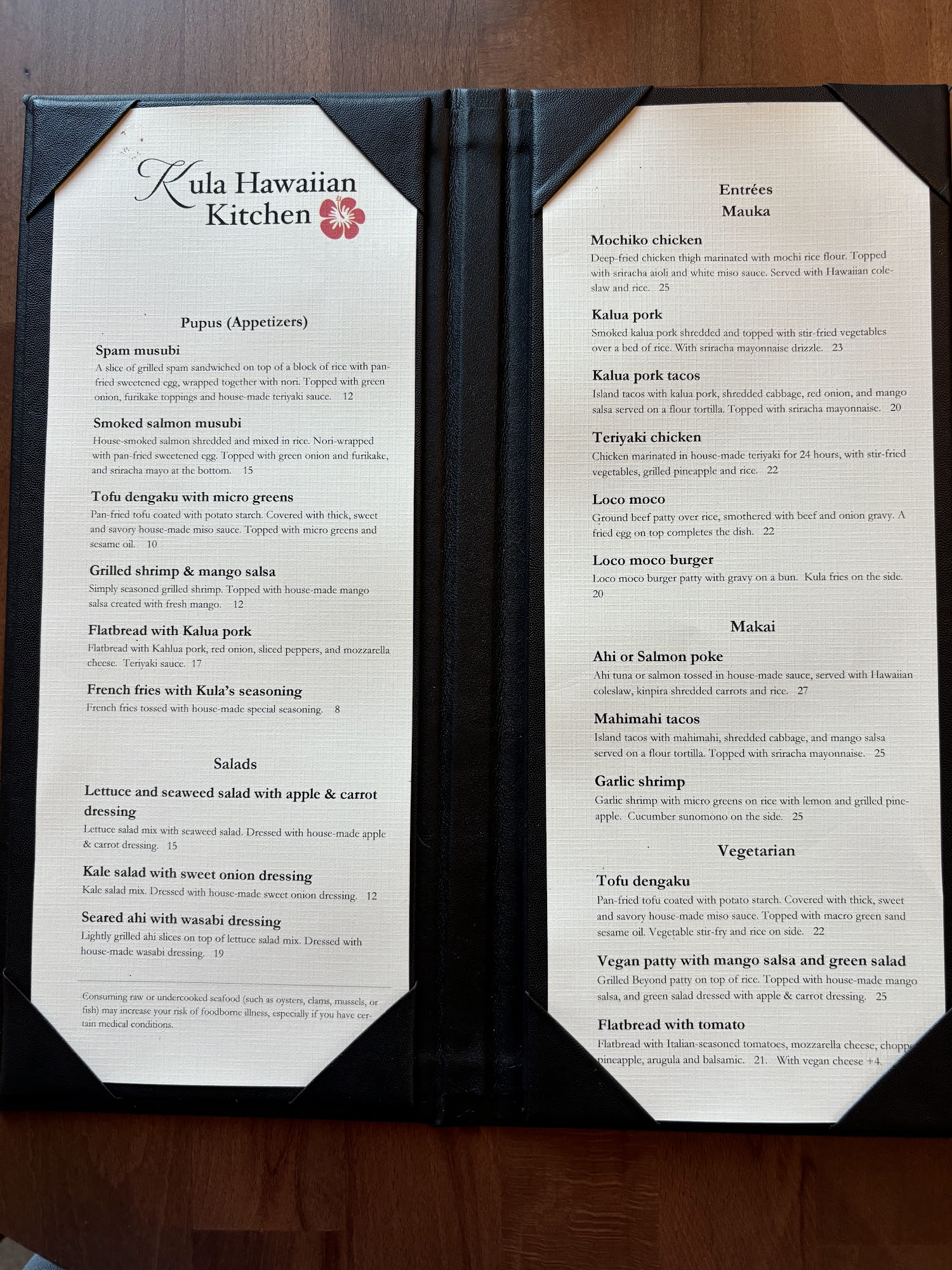 Kula Hawaiian Kitchen Menu