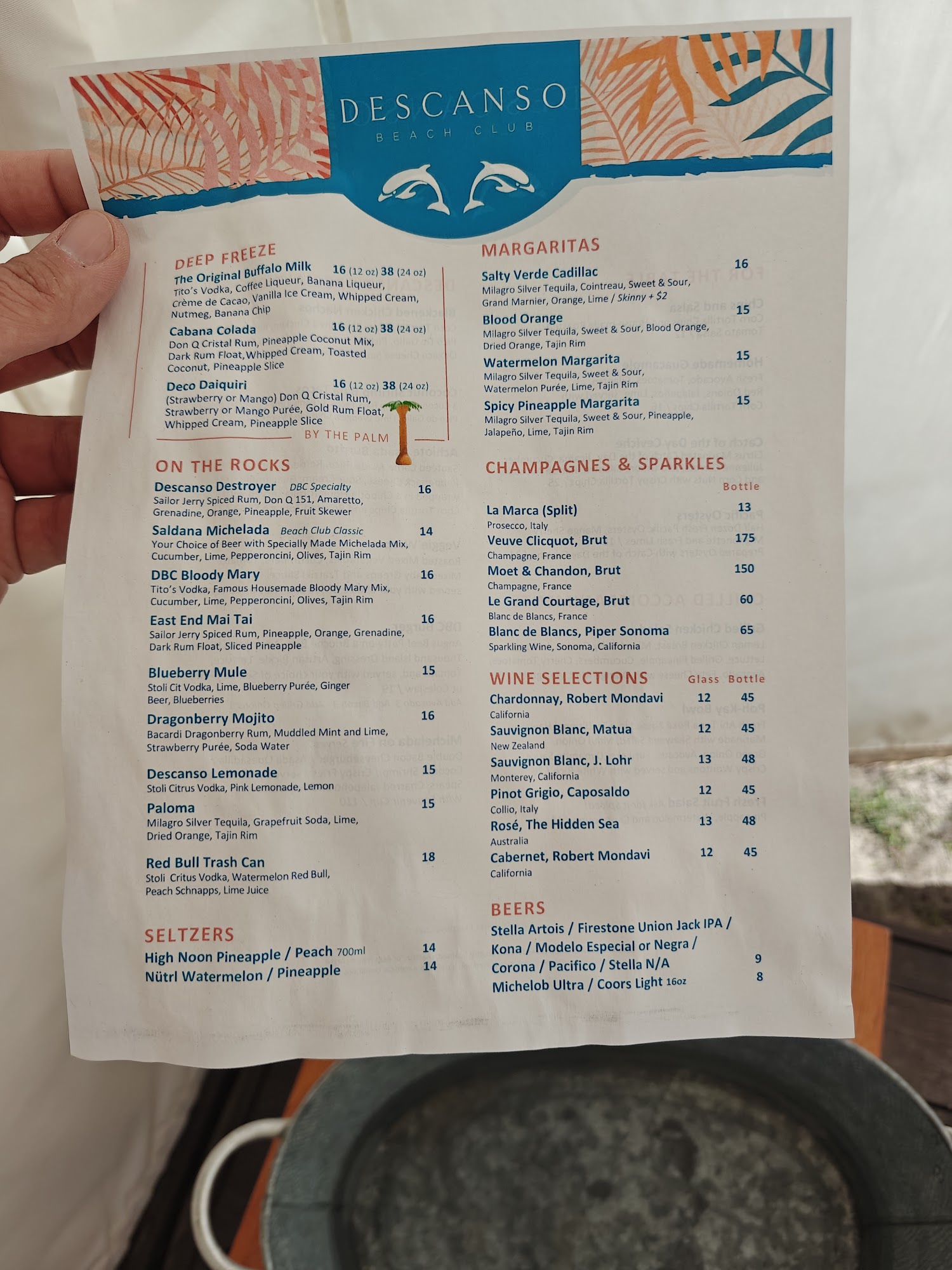 Chill at Descanso Beach Club Menu