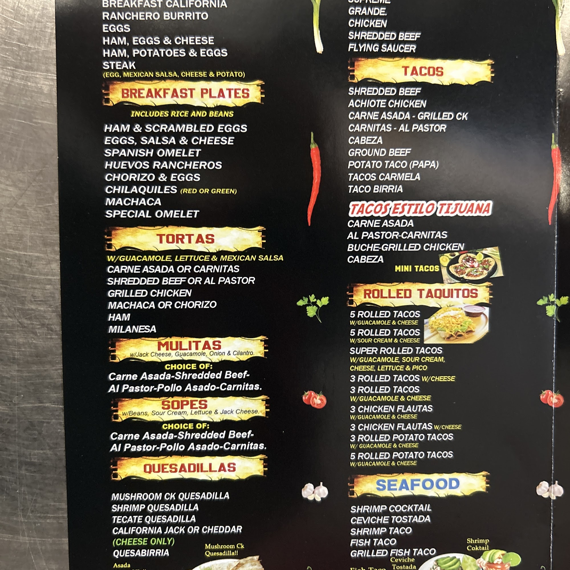 Castañedas Mexican Food Menu