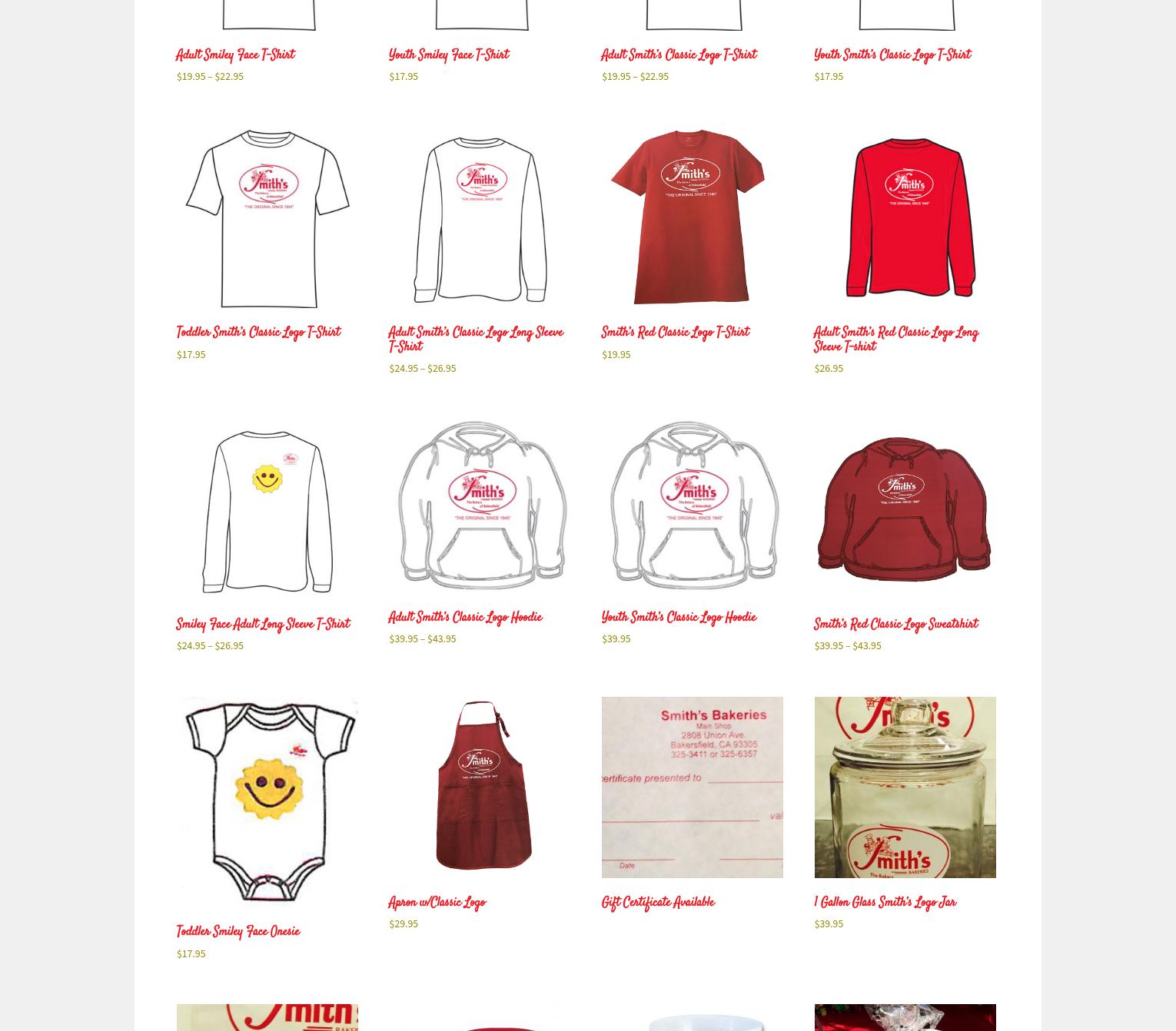 Smith's Bakeries Menu