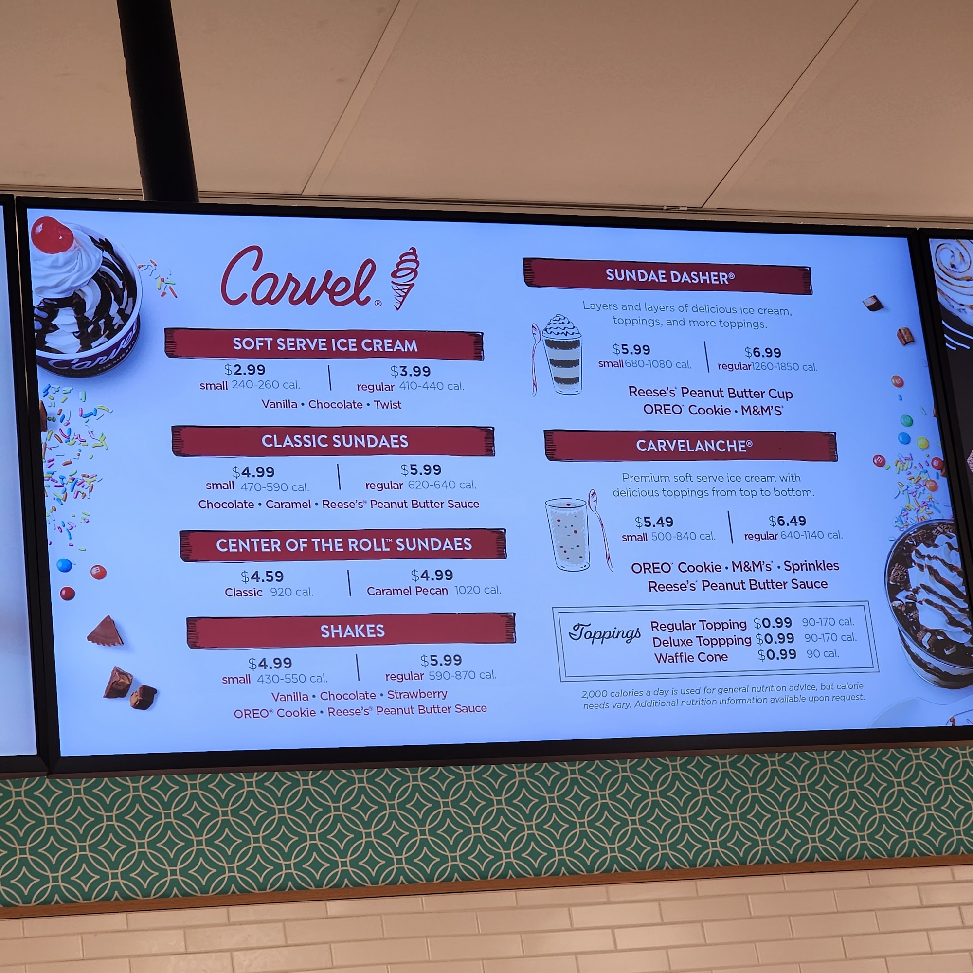 Carvel Menu