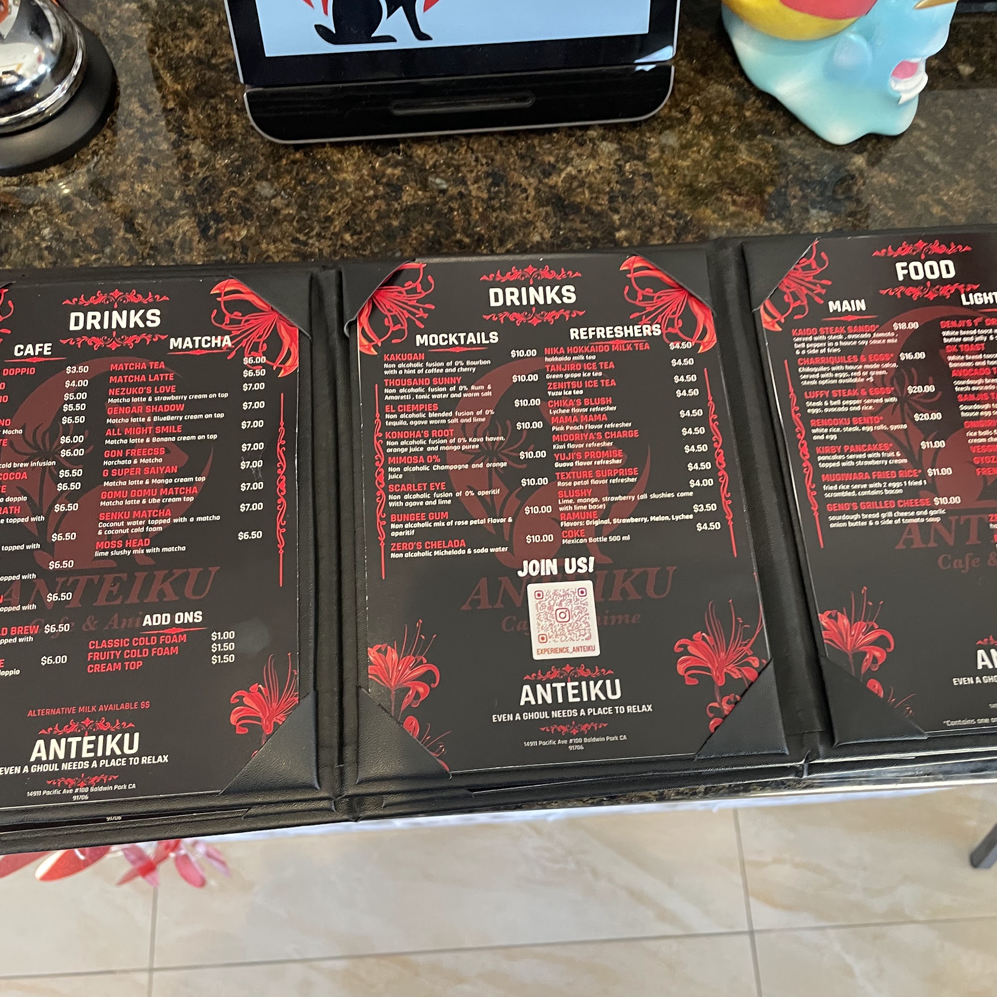 Anteiku Cafe Menu