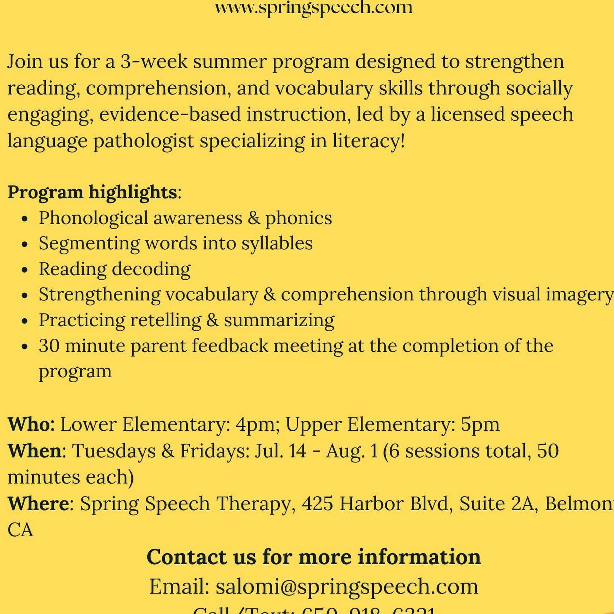 Spring Speech Therapy & Learning