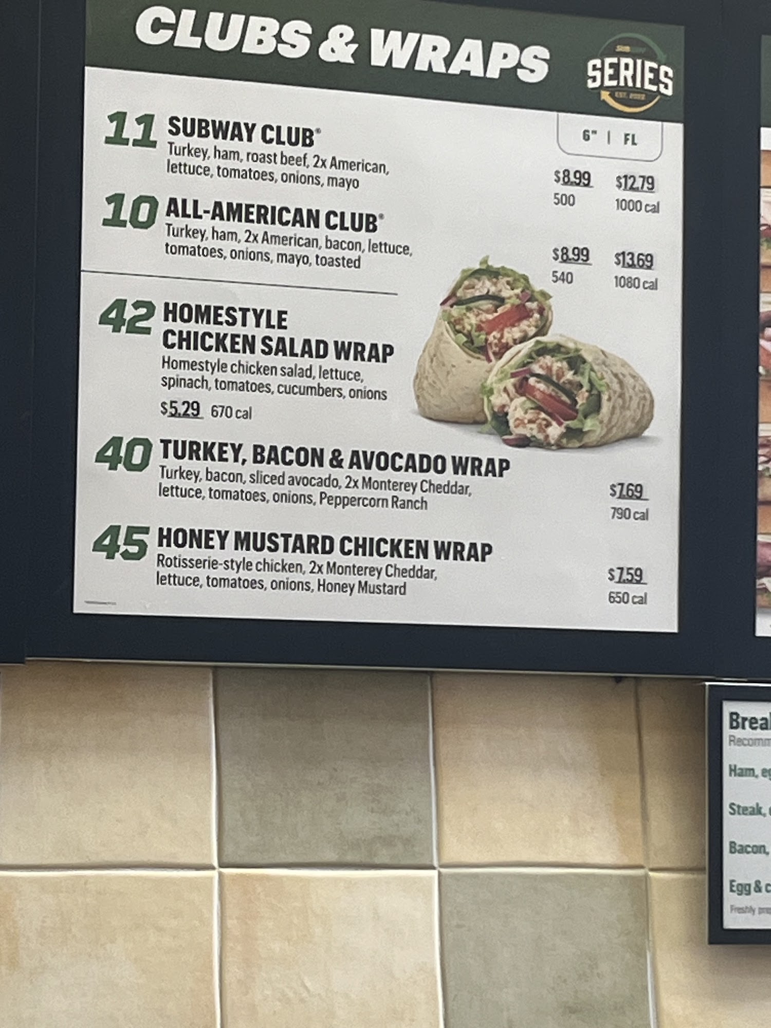 Subway Menu