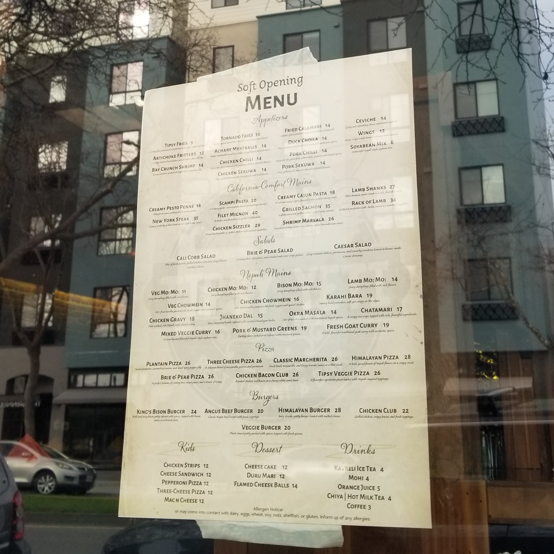 Tipsy Yeti Restaurant & Bar Menu