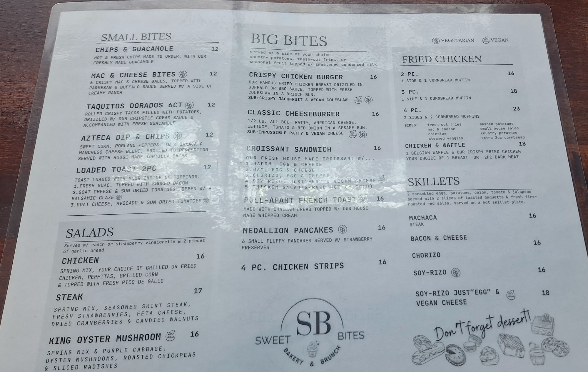 Sweet Bites Bakery and Brunch Menu