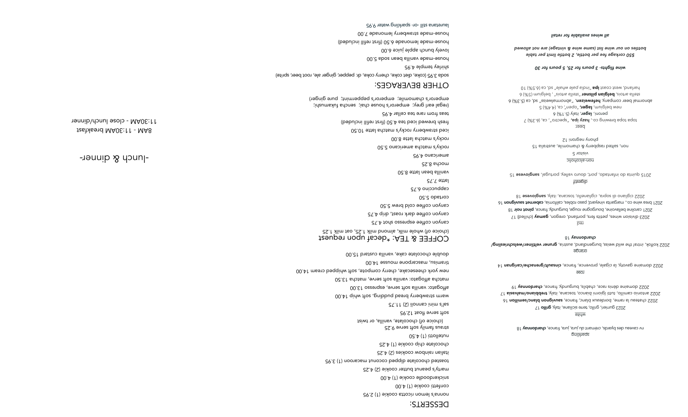 Jon & Vinny's Beverly Hills Menu