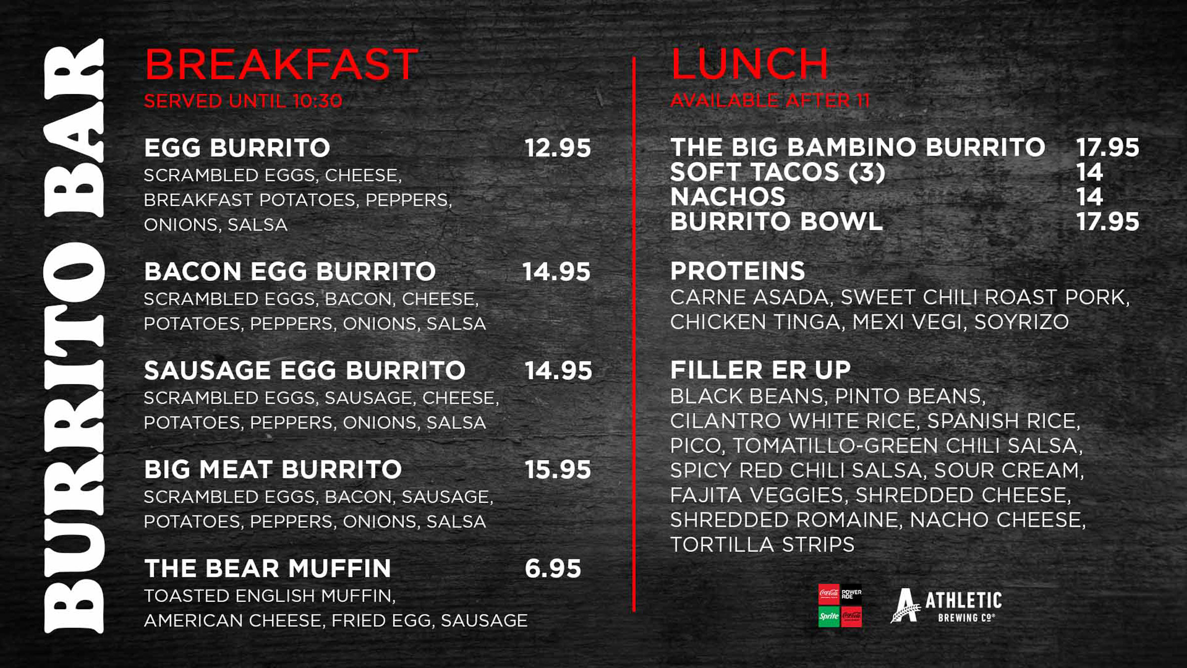 The Burrito Bar Menu