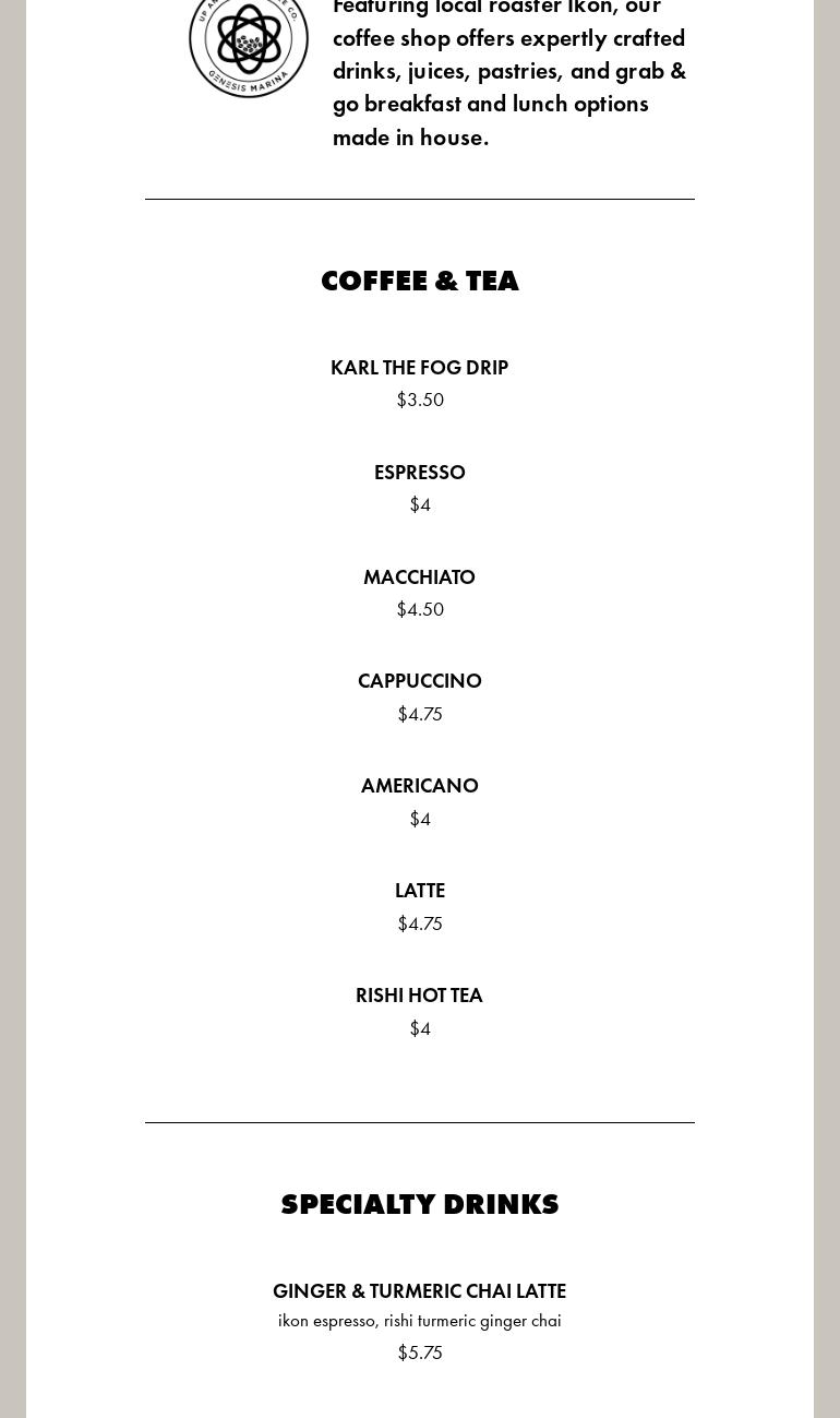 Up & Atom Coffee Co. Menu