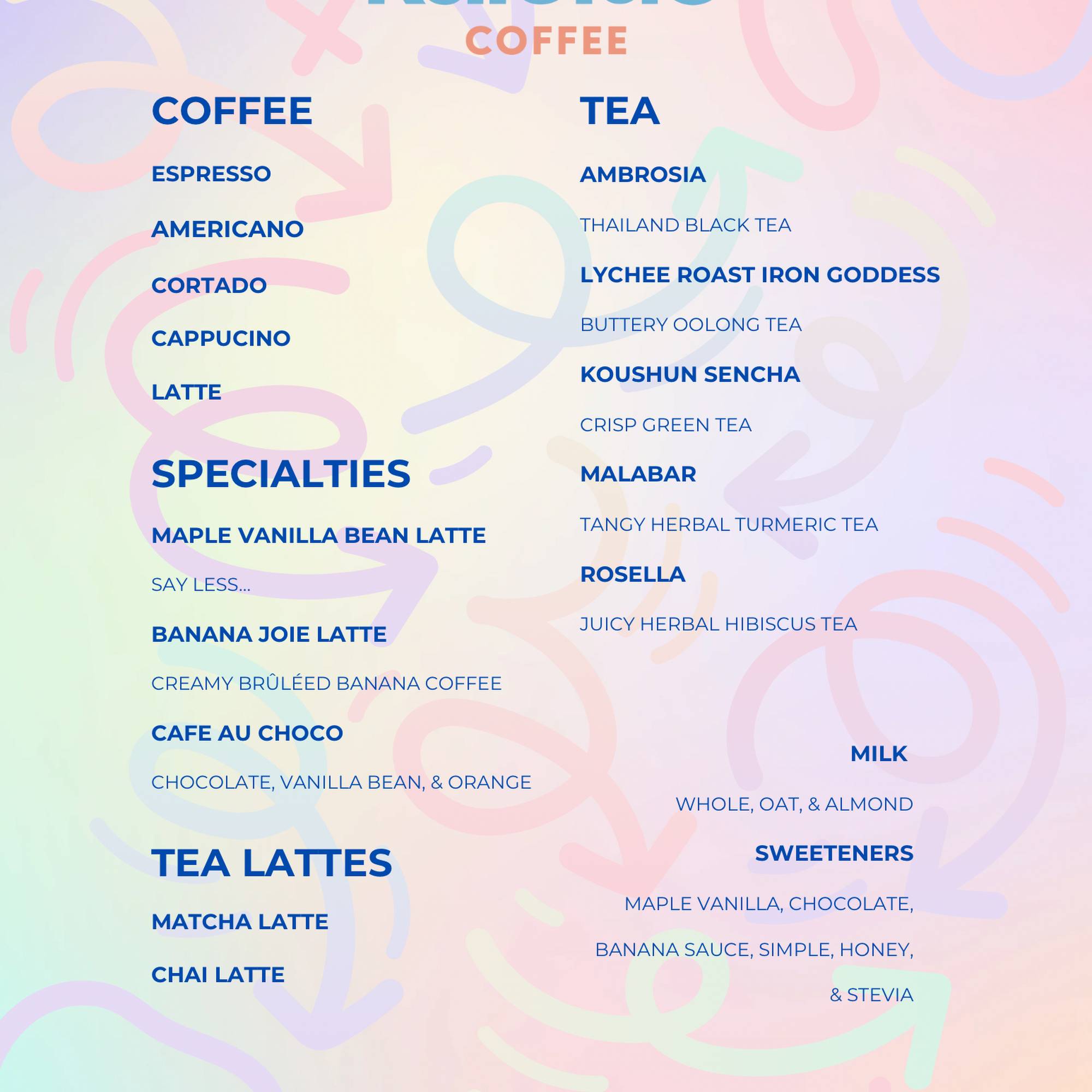 Kaleido Coffee Menu