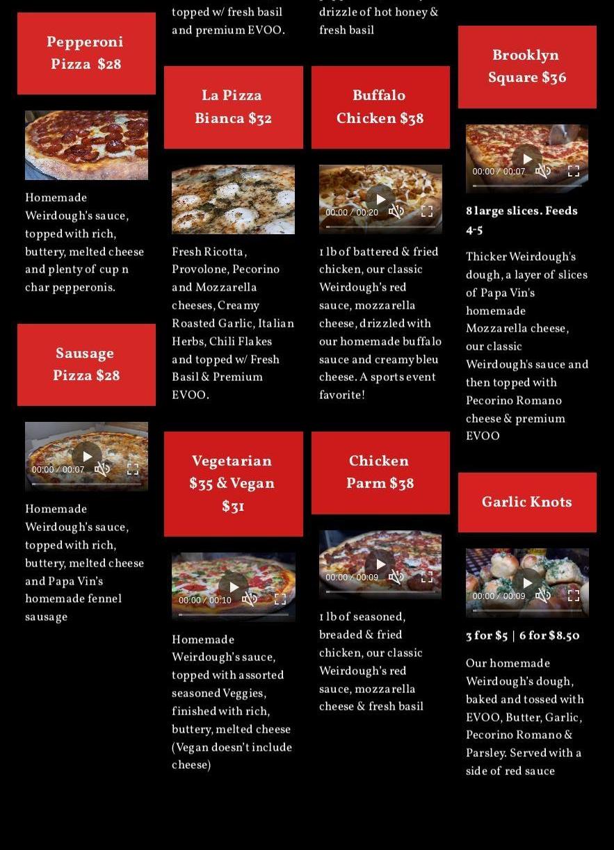 Weirdough’s Menu