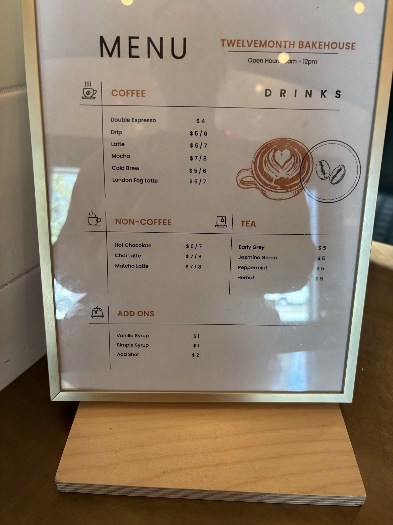 Twelvemonth Bakehouse Menu