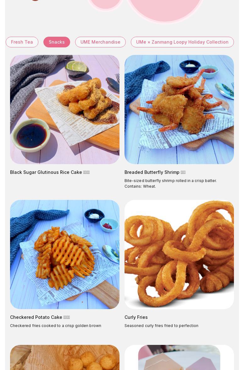 UMe | Tea & Snacks Menu