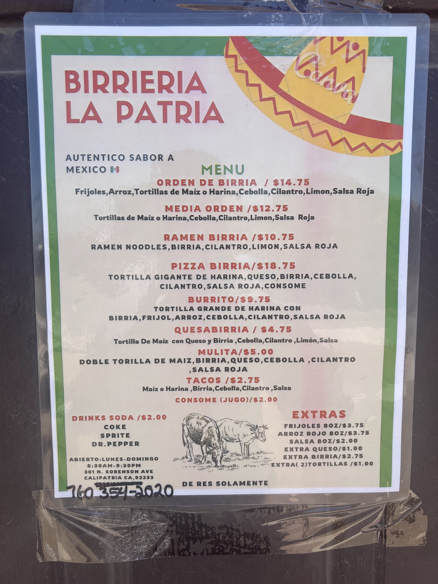 Birrieria la Patricia Menu