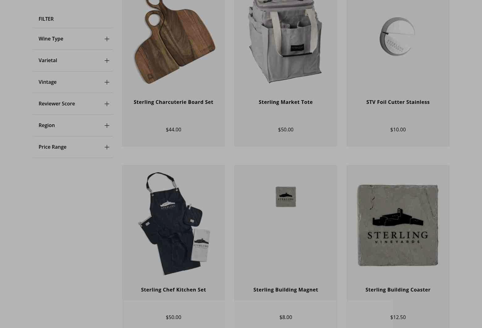 Sterling Vineyards Menu