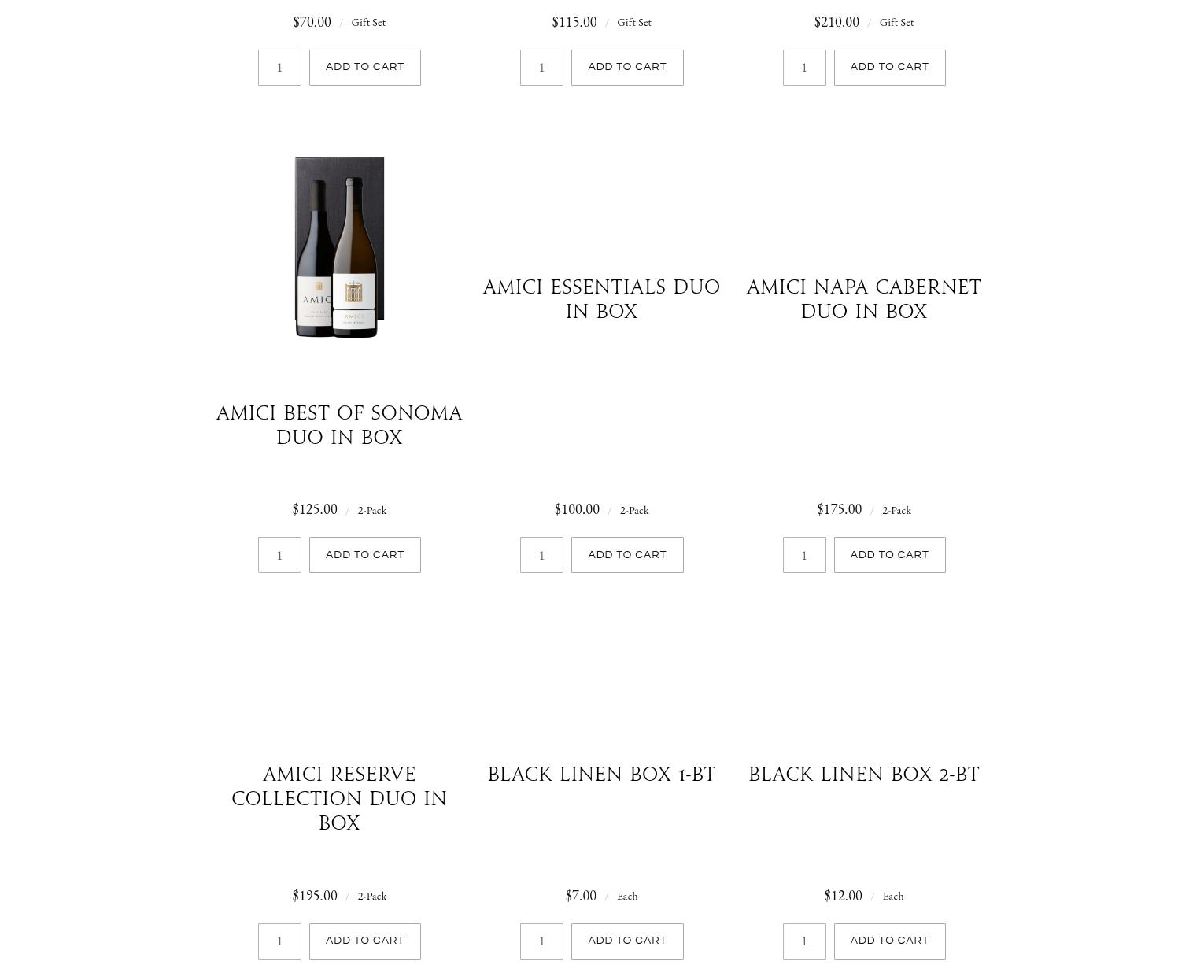 Amici Cellars Menu