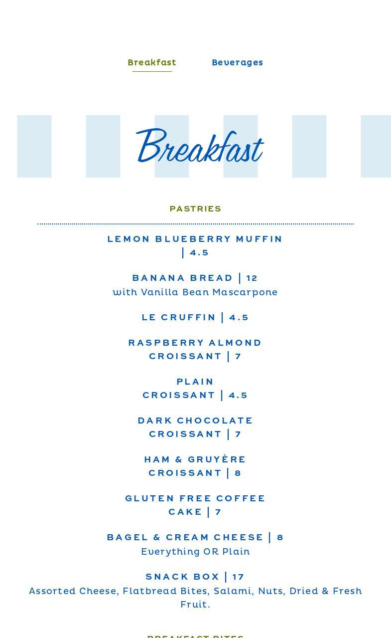 La Palmeraie Lounge Menu