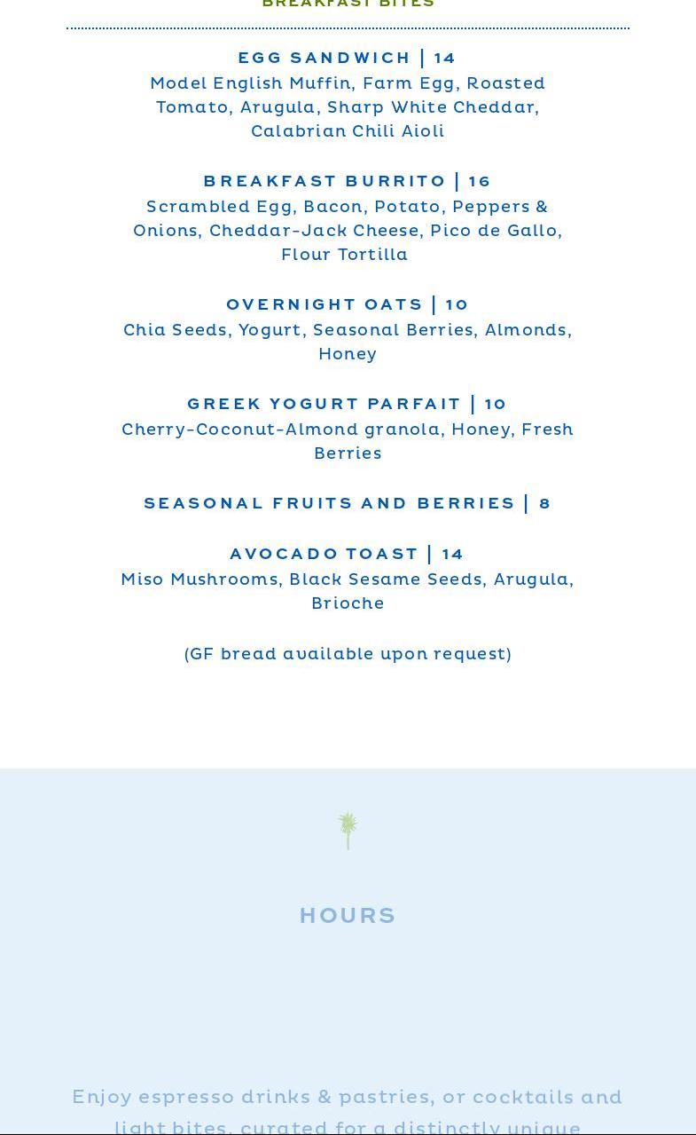 La Palmeraie Lounge Menu