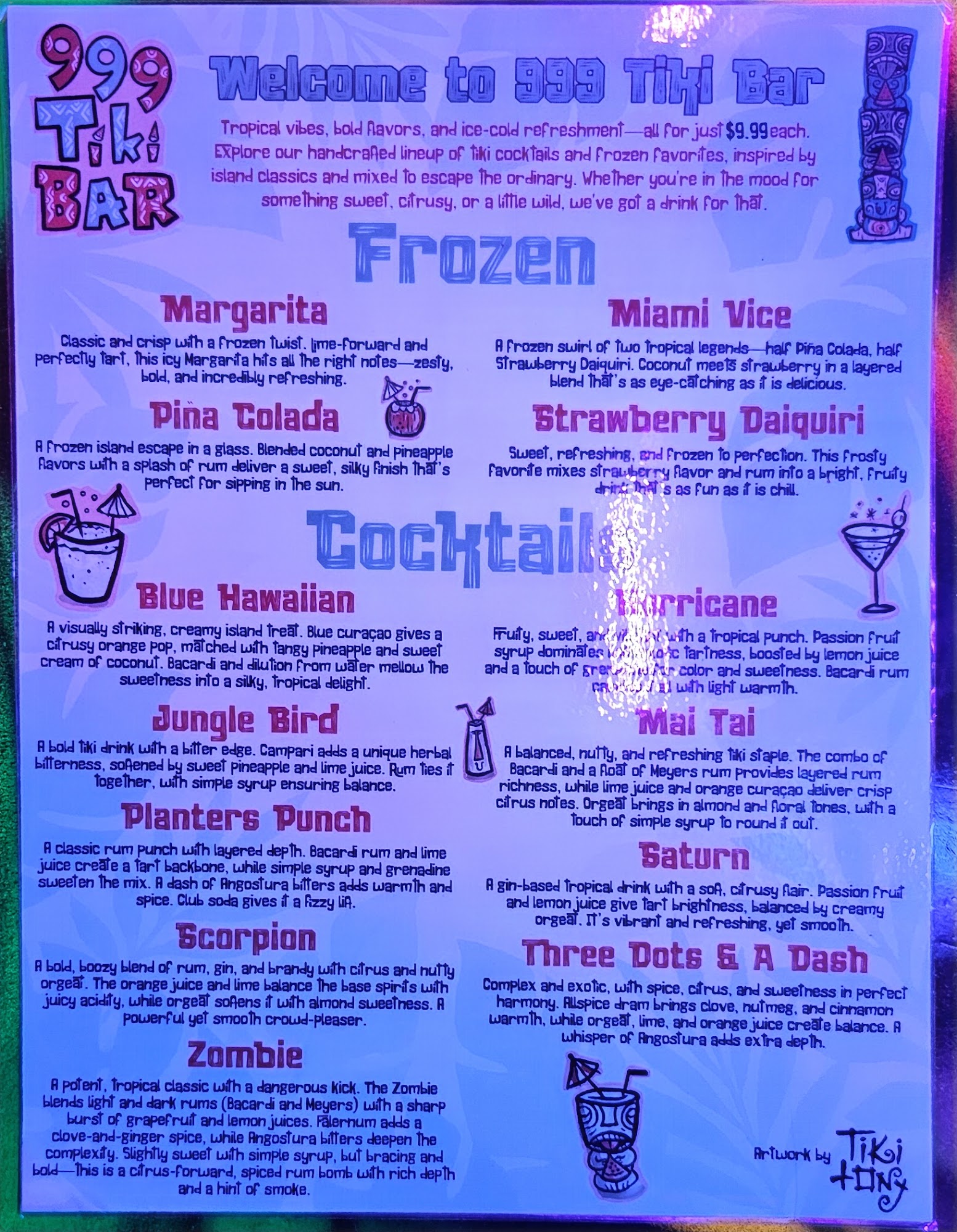 999 Pizza Menu