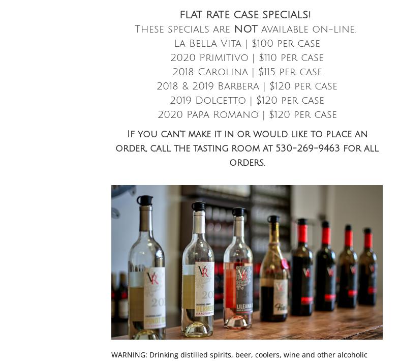 Via Romano Vineyards Menu