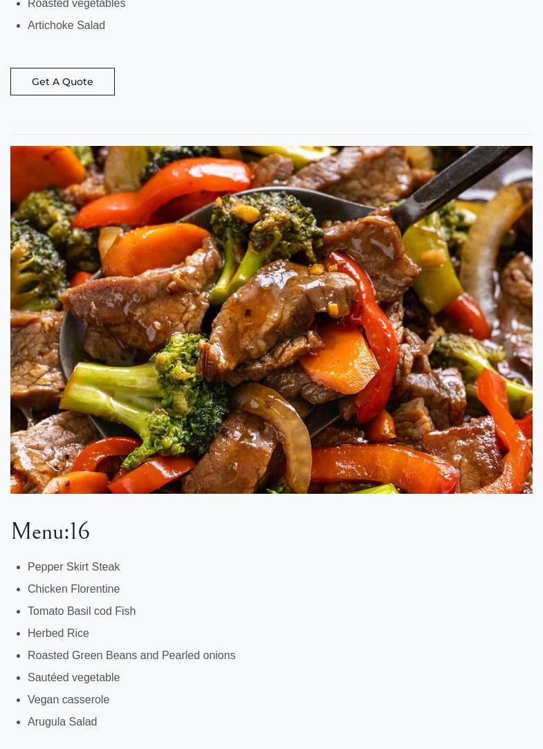 Corban Catering Menu