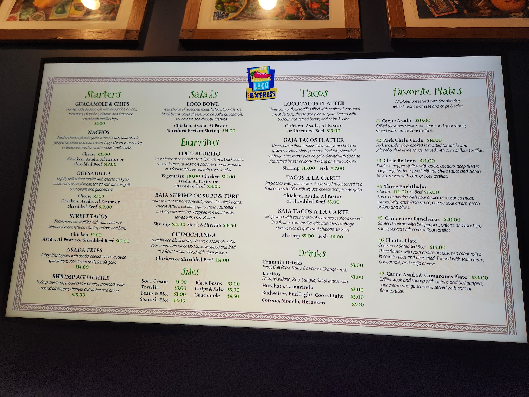 Loco Express Menu