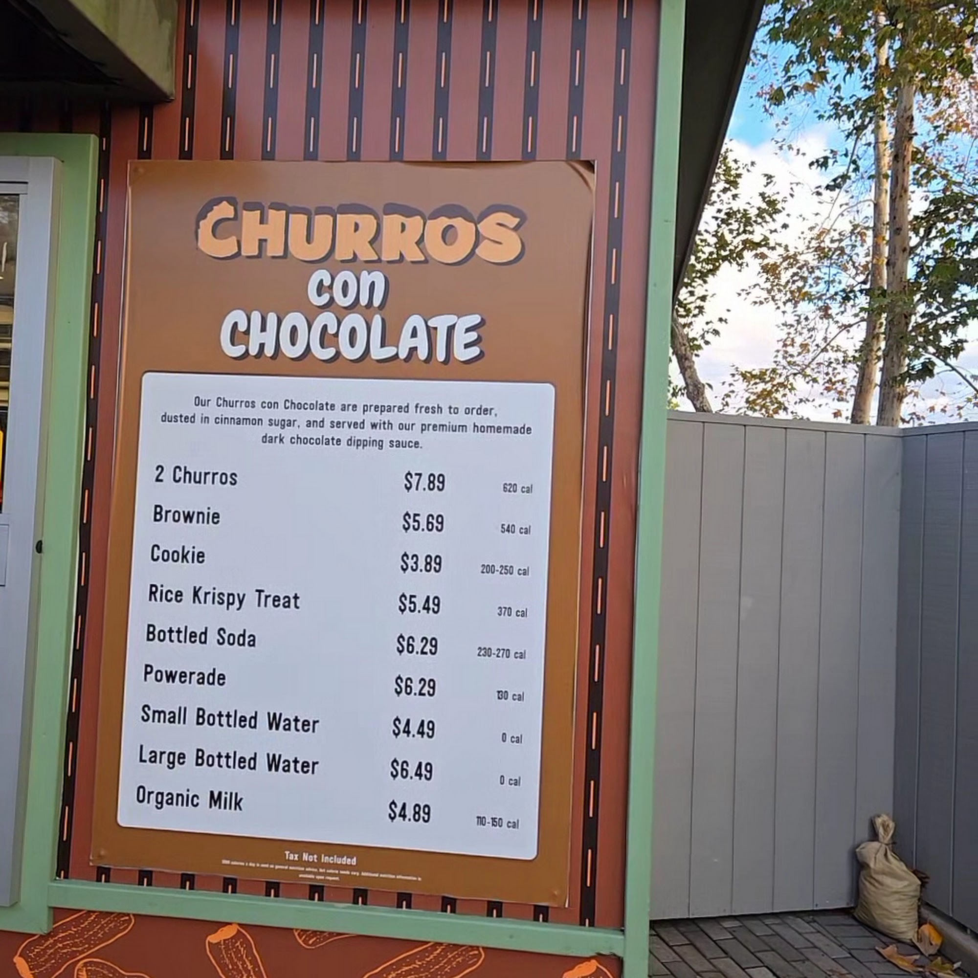Churros con Chocolate Menu