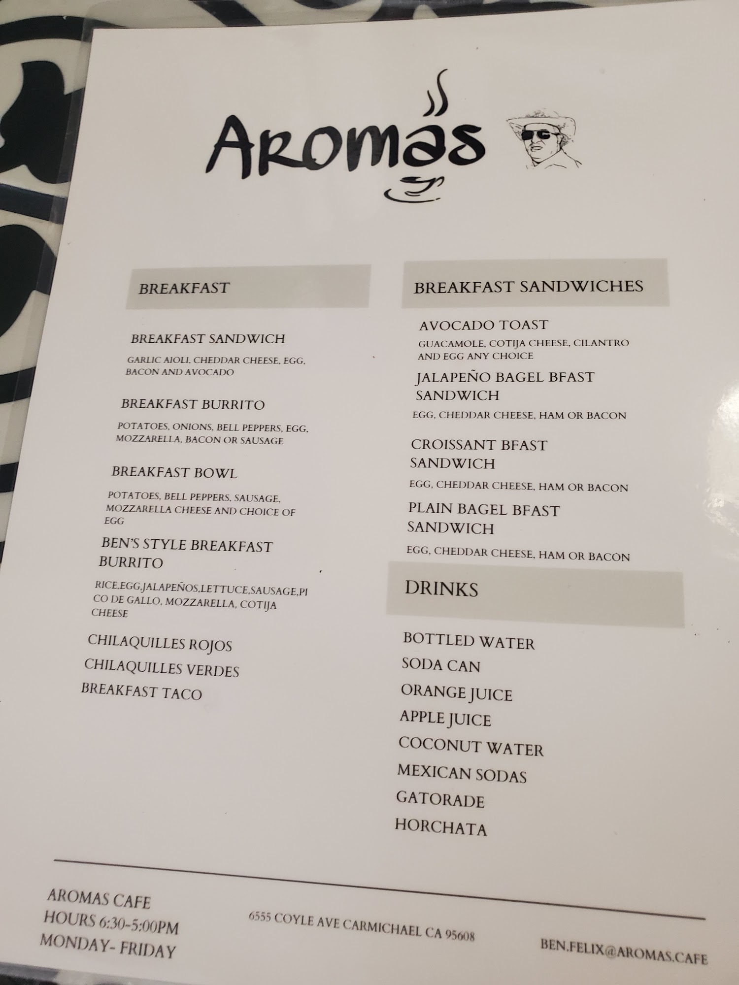 Aromas Cafe Menu